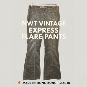NWT Vintage Express Corduroy Flare Pants Size 10 Y2K Made in Hong Kong Rare